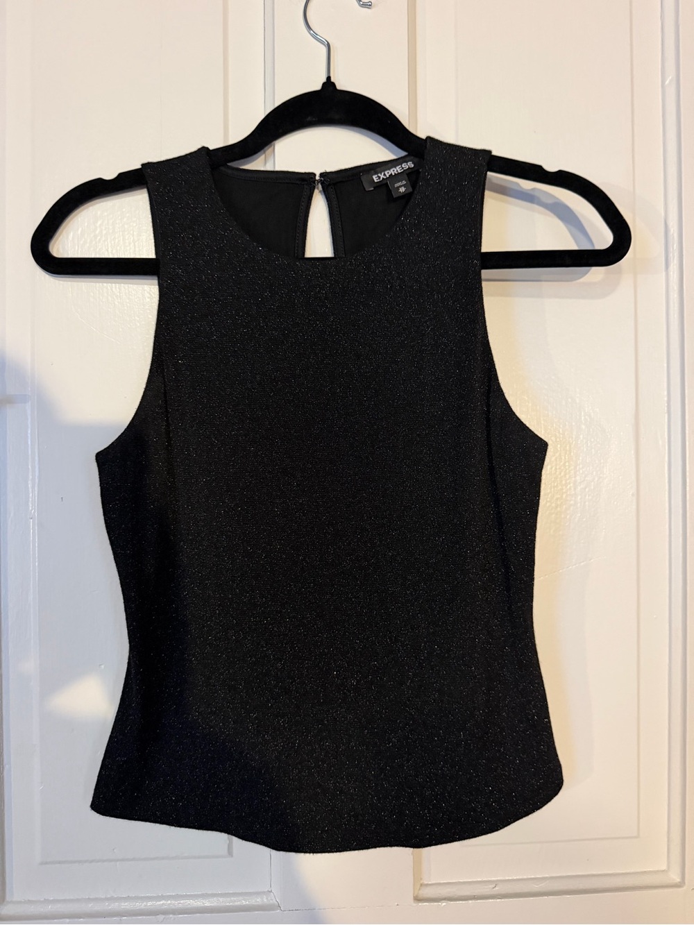 Express Black Glitter Sleeveless Tank Top
